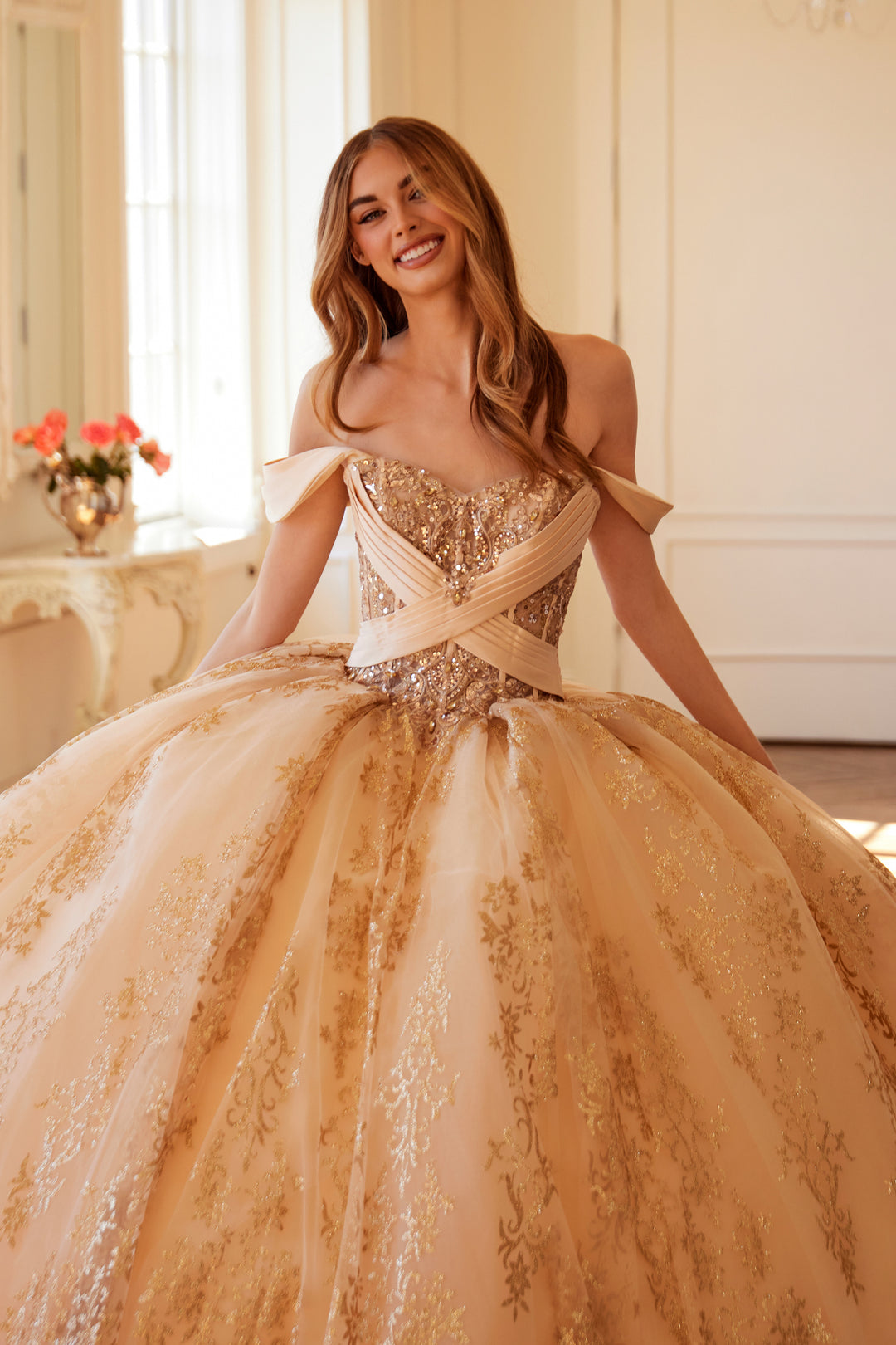 Juliet JT1488H quinceanera ball gown front view, option 2