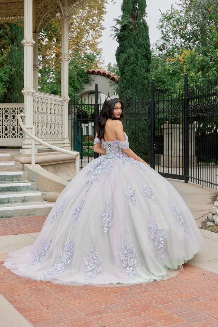 Juliet JT1479J quinceanera ball gown back view with train