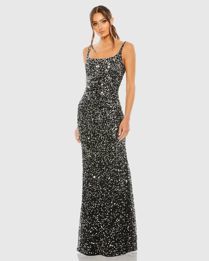 Mac Duggal 10705 Sequined Low Back Slip Gown
