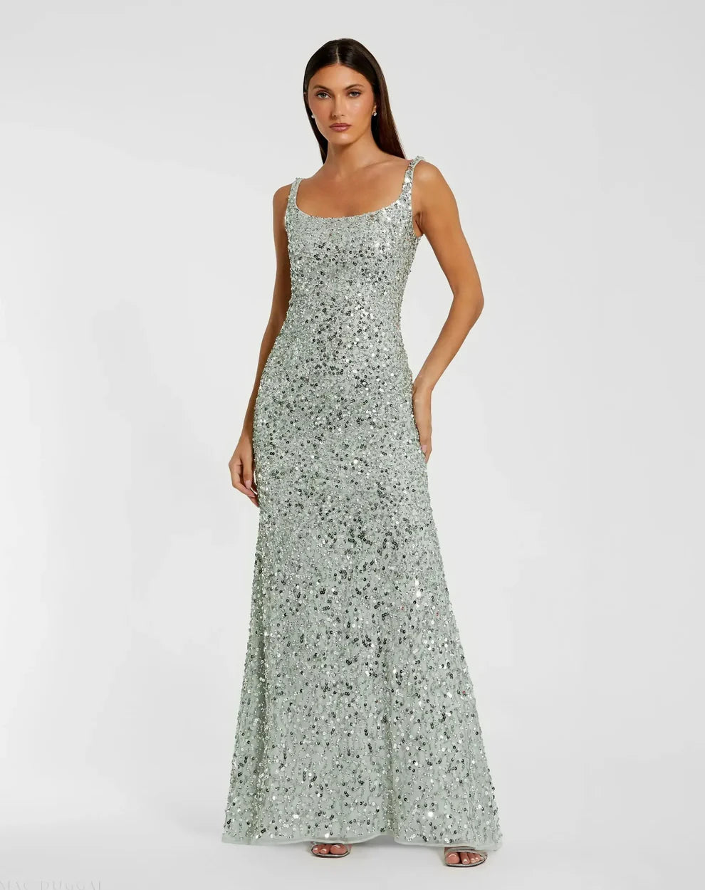 Mac Duggal 10705 Sequined Low Back Slip Gown