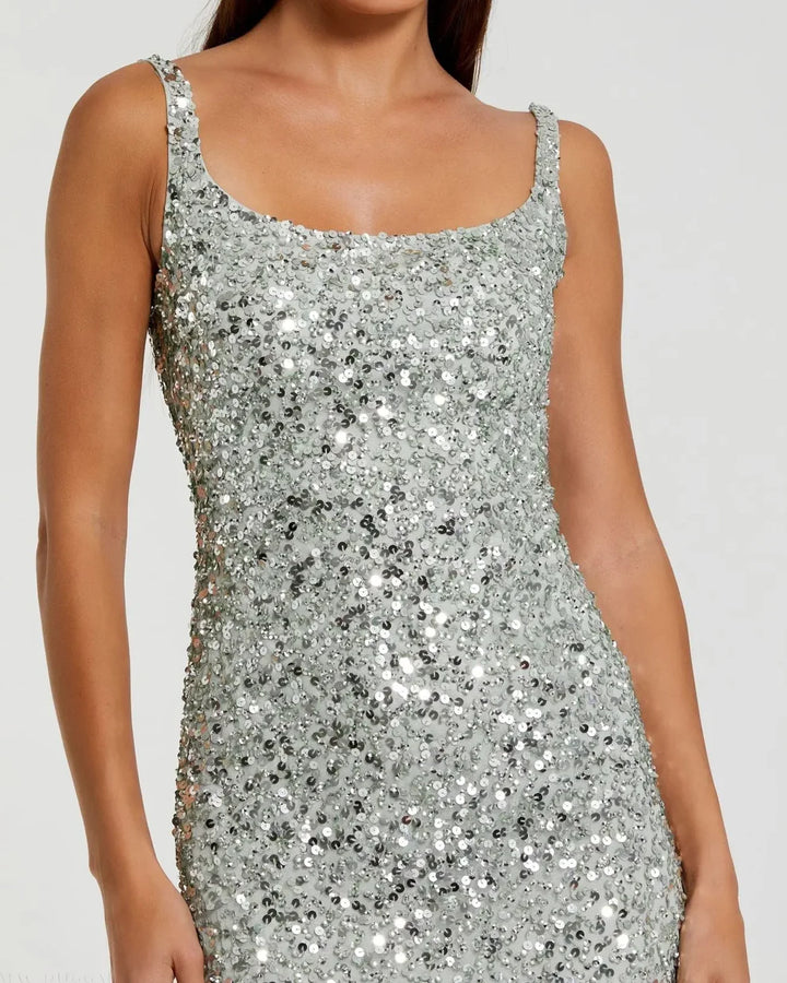 Mac Duggal 10705 Sequined Low Back Slip Gown