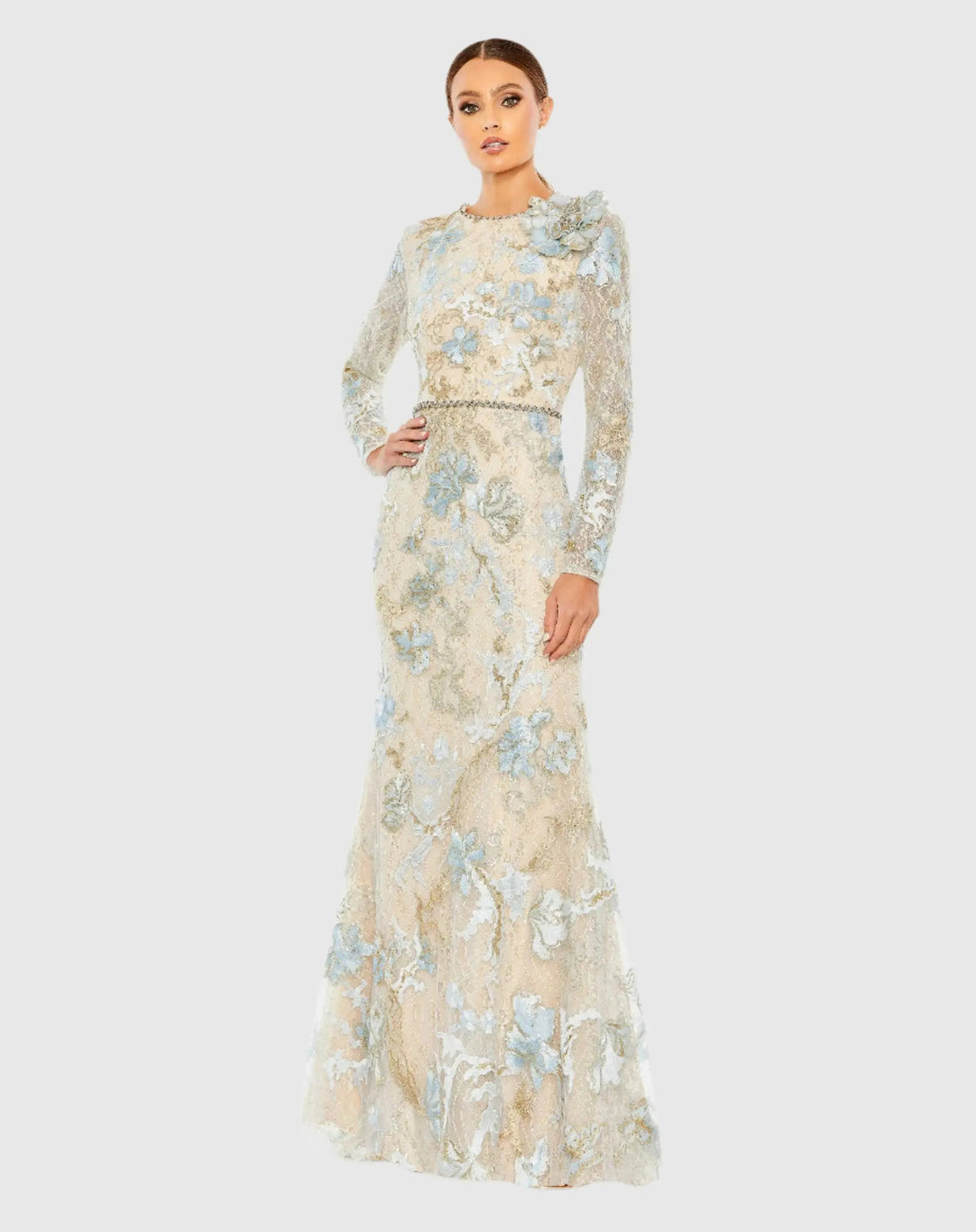 Mac Duggal 11174 Floral Embroidered Lace Trumpet Gown