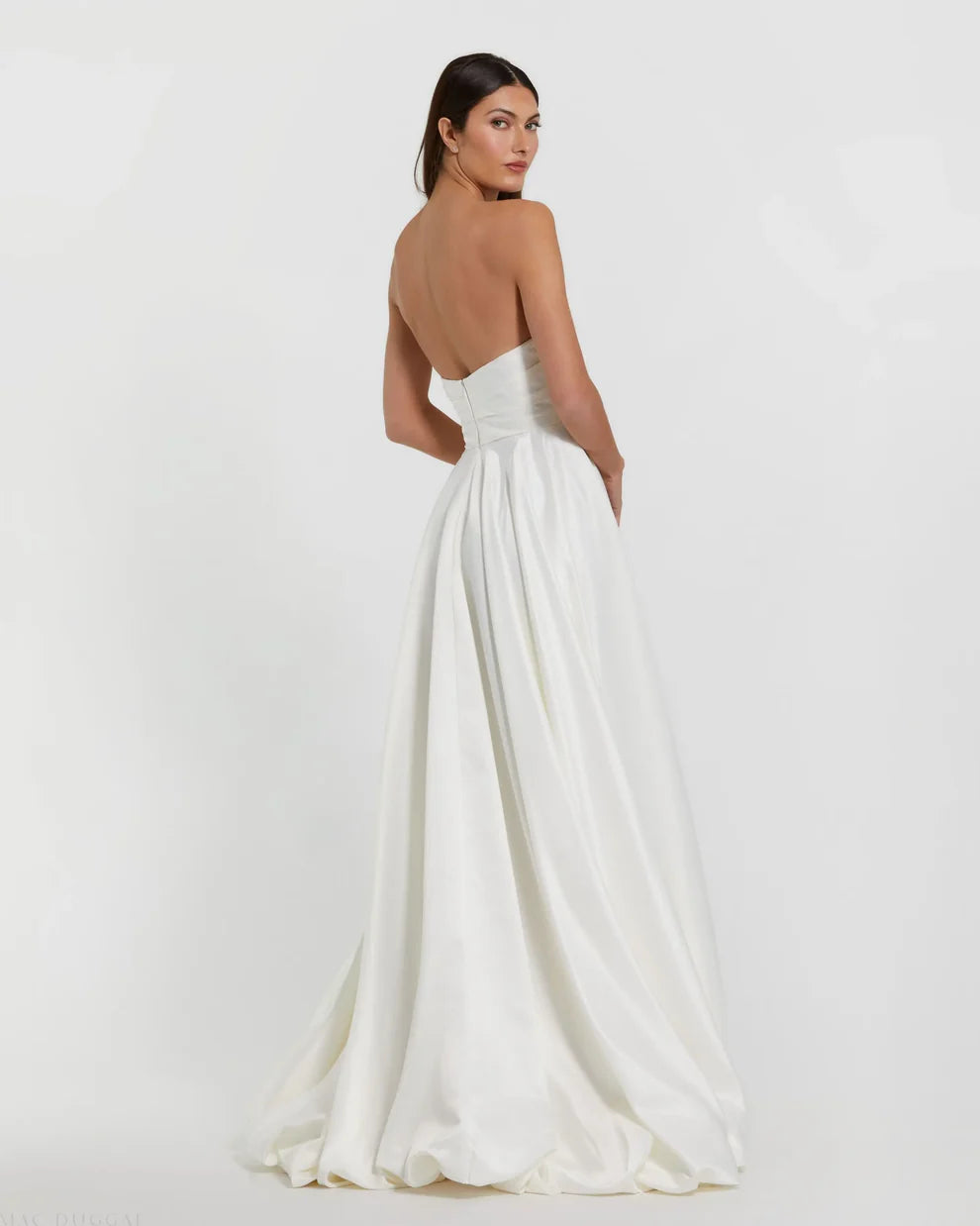 Mac Duggal 11685 Strapless Ruched High Low Gown