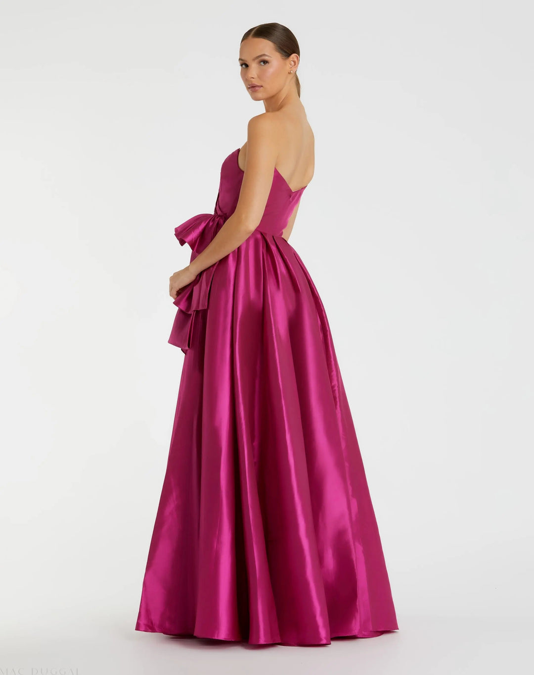 Mac Duggal 11892 Strapless Taffeta Gown with Ruffles and Slit