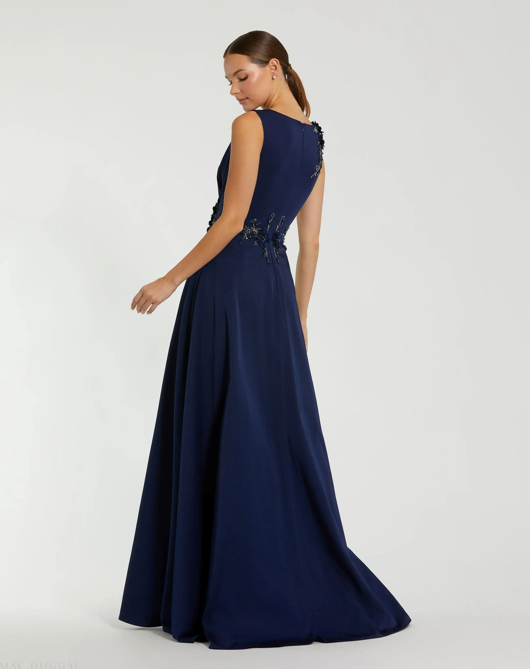 Mac Duggal 20365 Floral Applique Sleeveless A Line Gown