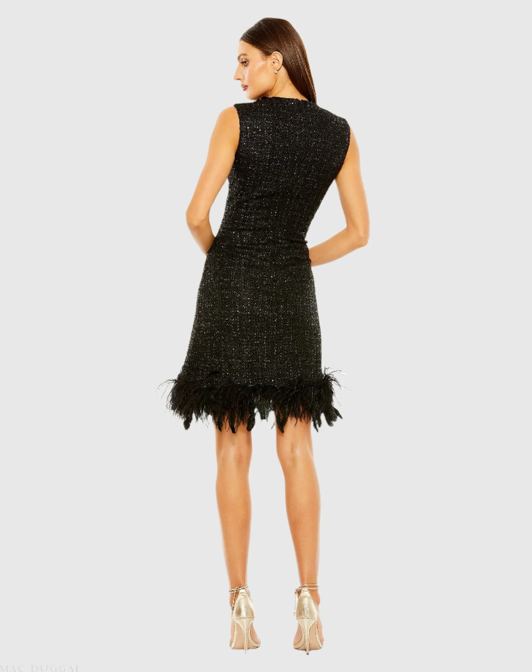 Mac Duggal 20784 Shift Dress with Feather Trim