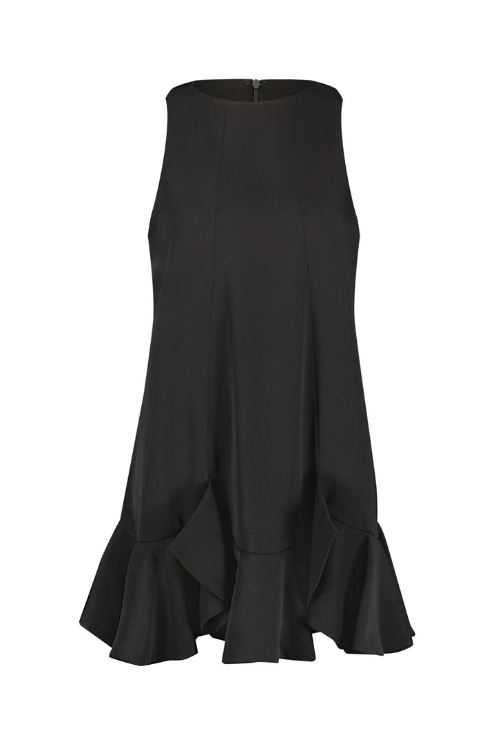 Mac Duggal 20957 The Mia High Neck Sleeveless Crepe Mini Dress With Ruffle Hem