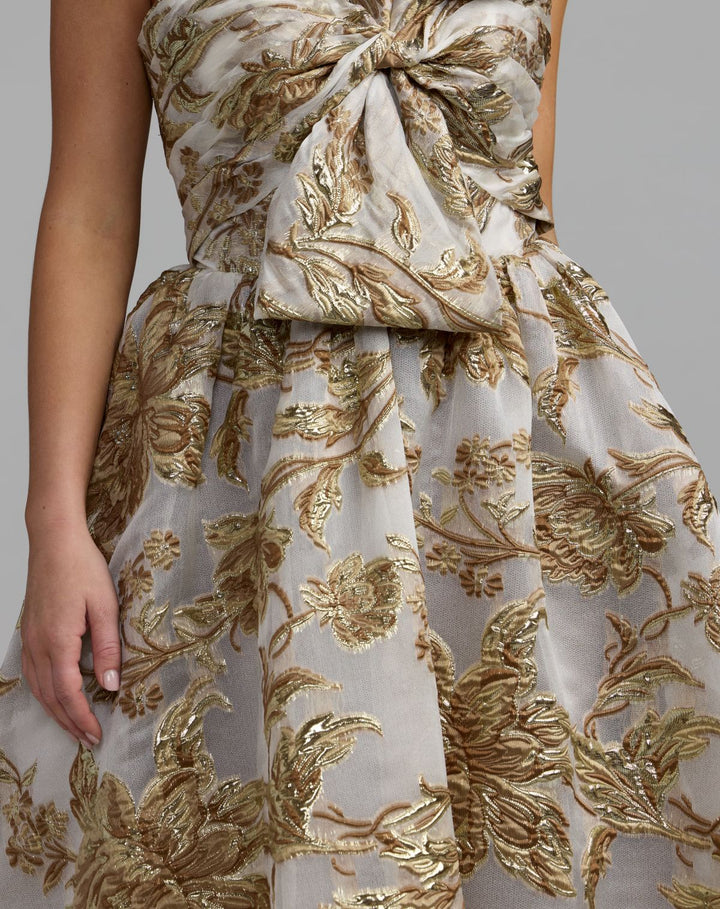Mac Duggal 21217 Floral Strapless Brocade Ball Gown With Bow