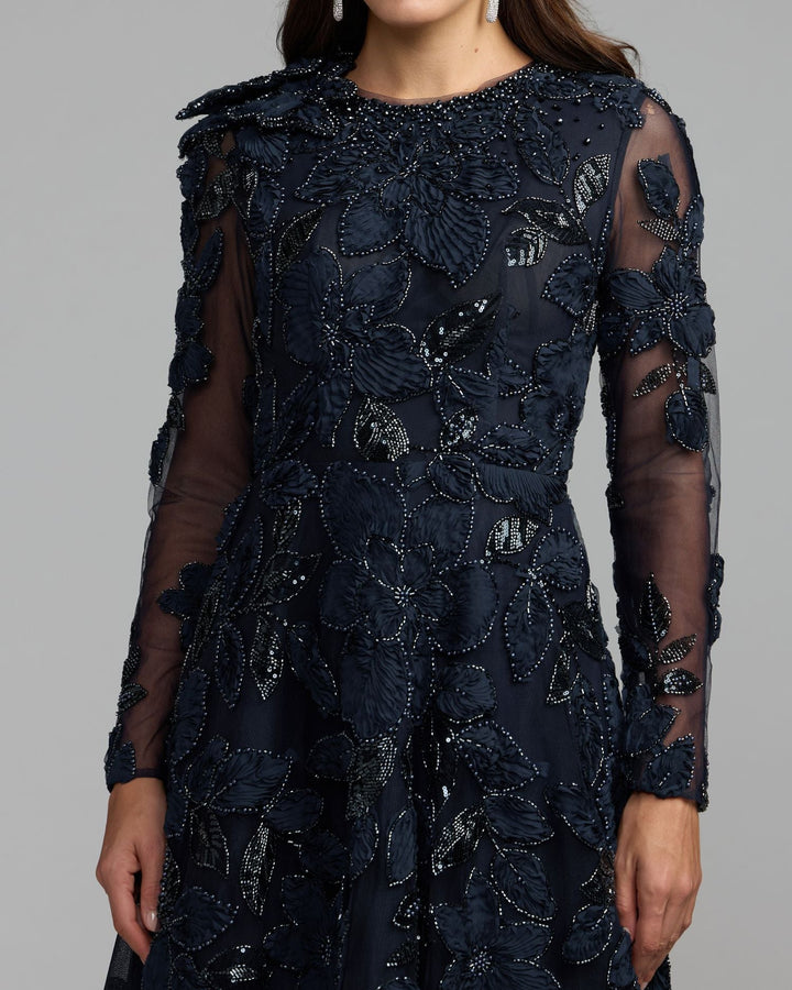 Mac Duggal 21309 Floral Embellished Long Sleeve Gown