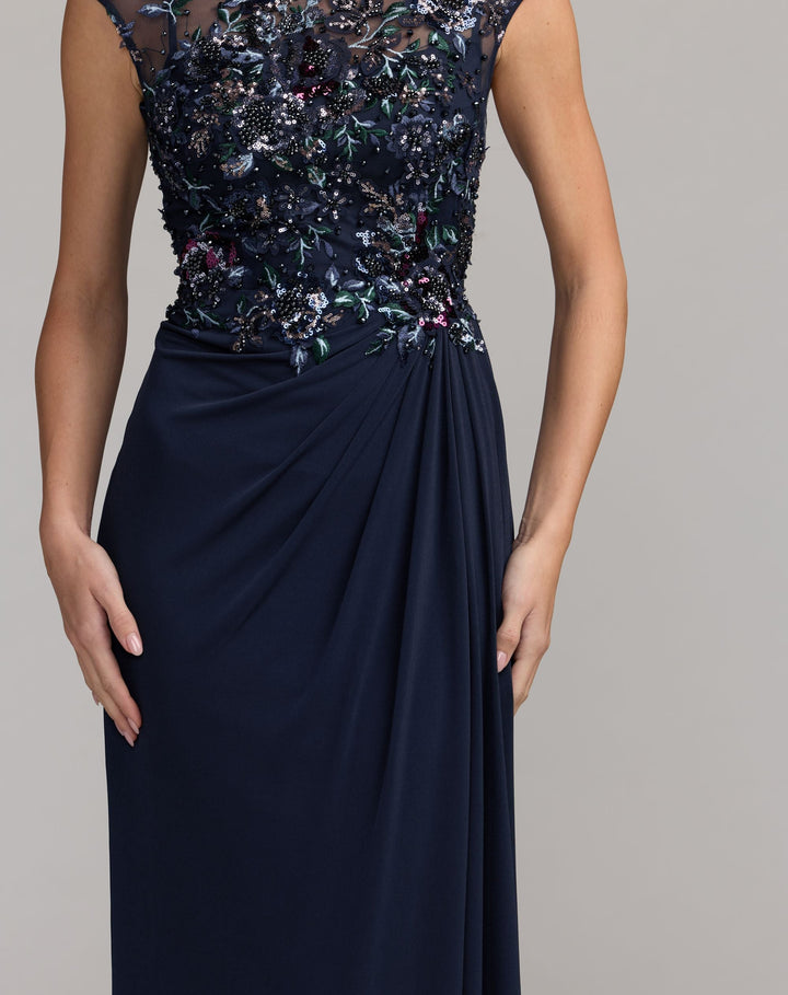 Mac Dugggal 21331 Embroidered Cap Sleeve Jersey Gown