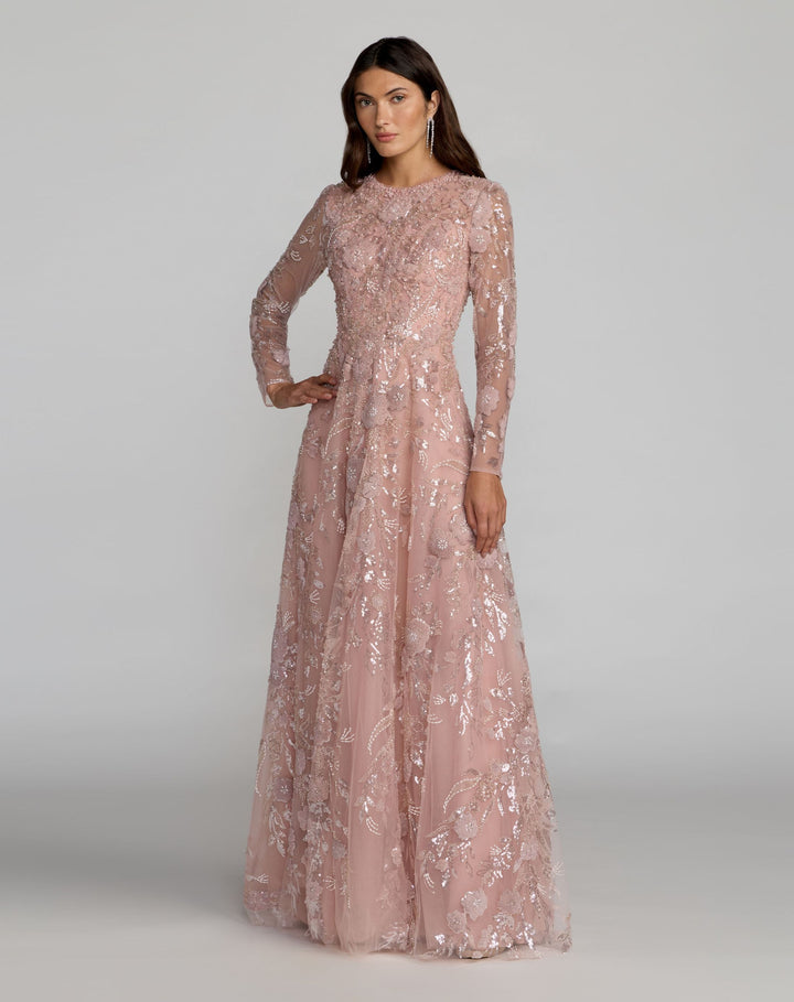 Mac Duggal 21366 Embellished Long Sleeve Evening Gown