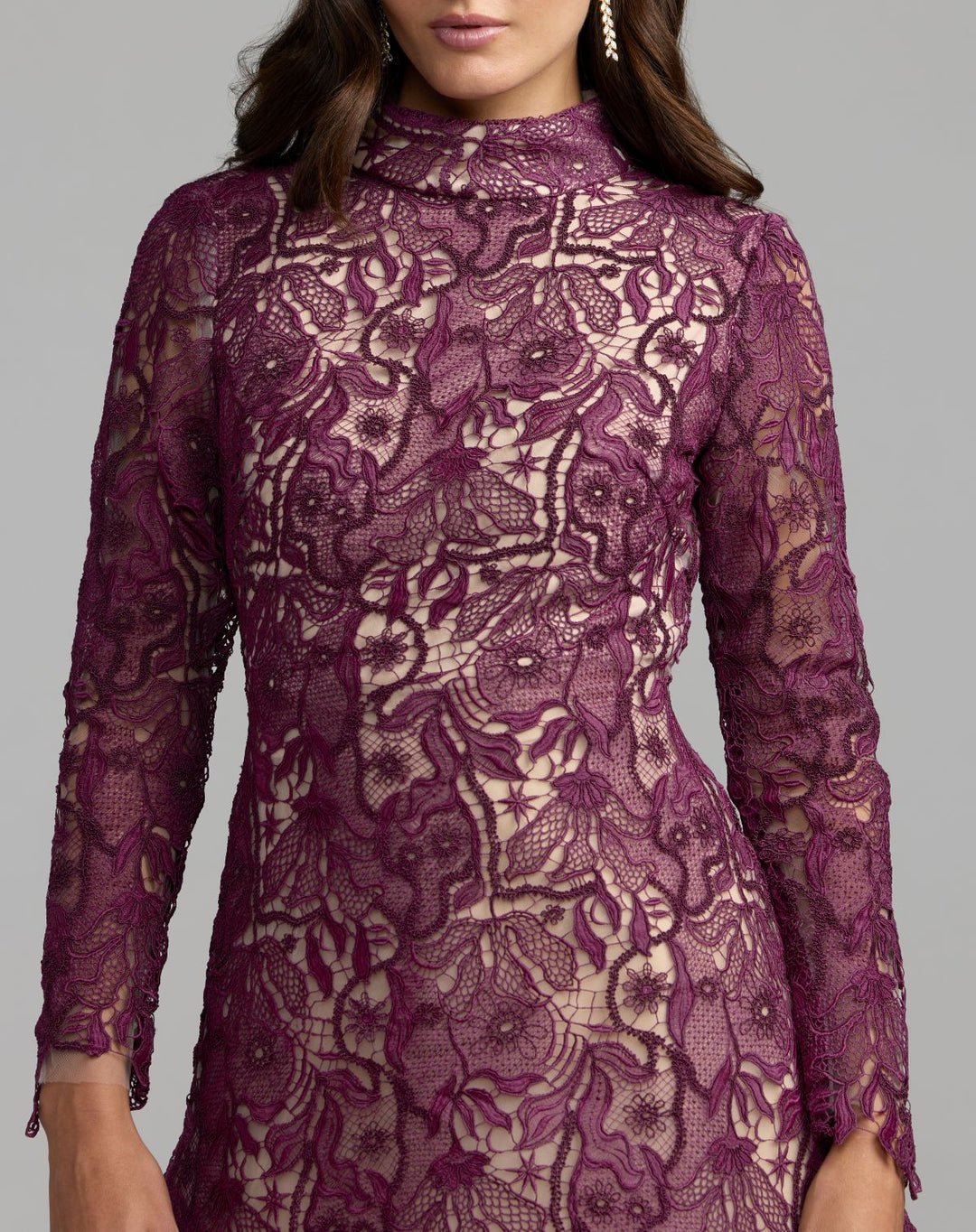 Mac Duggal 21399 Floral Embroidered Long Sleeve Mini Dress