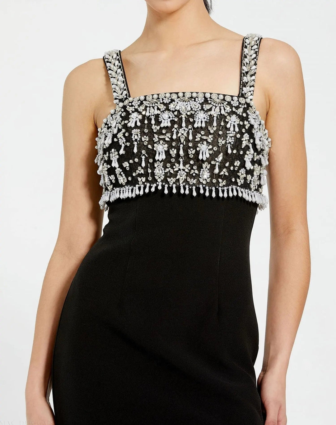 Mac Duggal 2226 Wide Strap Embellished Top Midi Dress