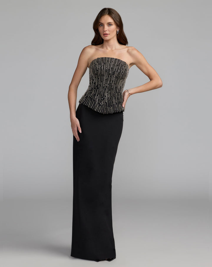 Mac Duggal 2366 Embellished Crepe Strapless Column Dress