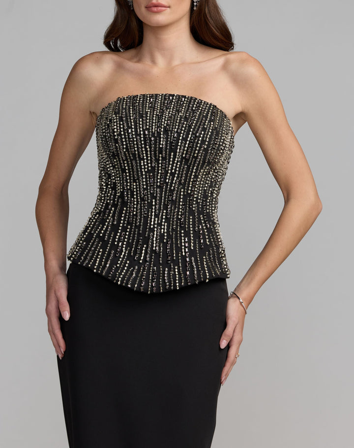Mac Duggal 2366 Embellished Crepe Strapless Column Dress