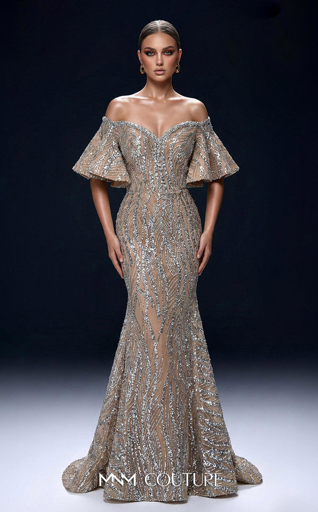 Fouad Sarkis 2529A Sweetheart Off-the-Shoulder Corset Couture Dress