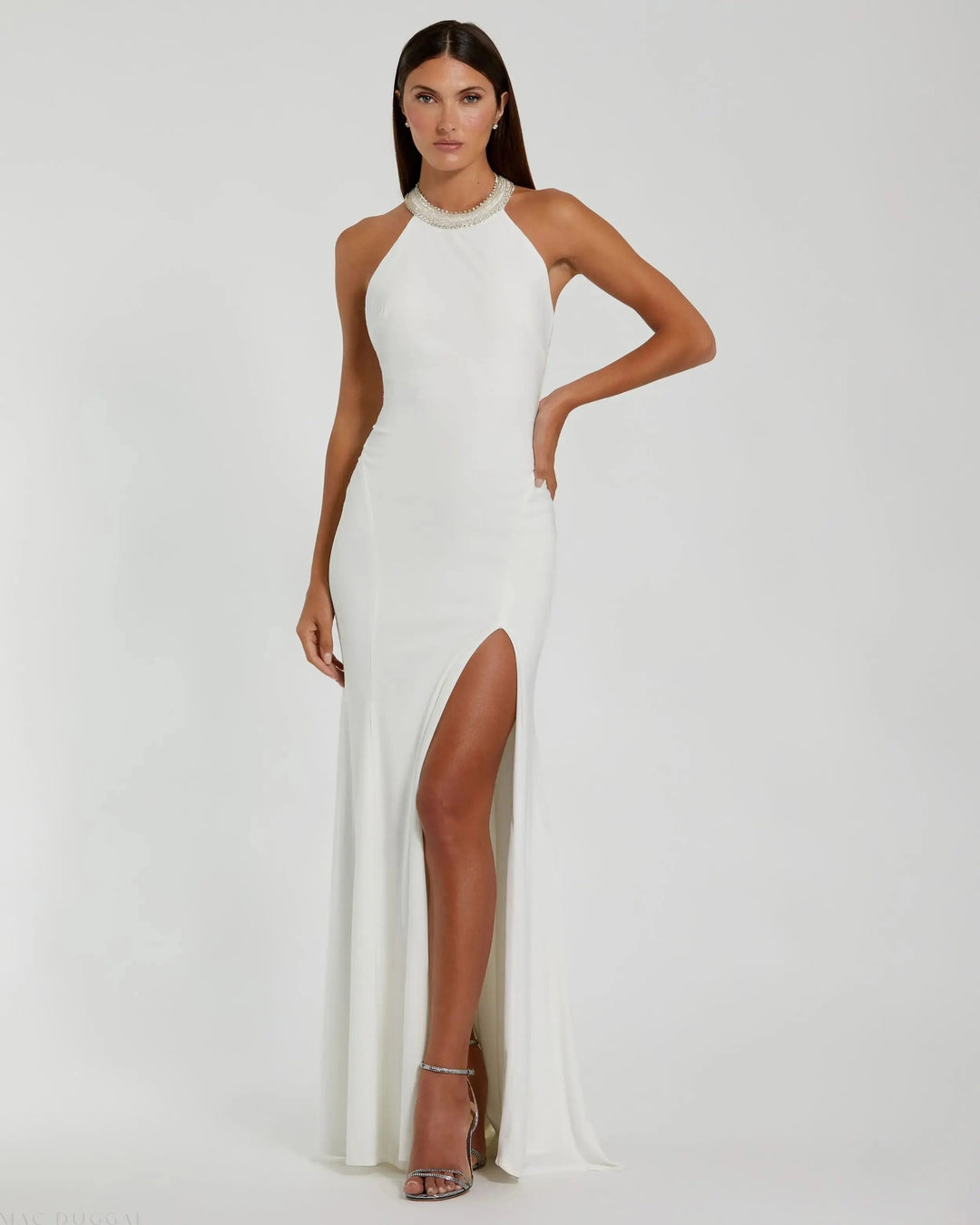 Mac Duggal 25572 Beaded Halter Jersey Gown