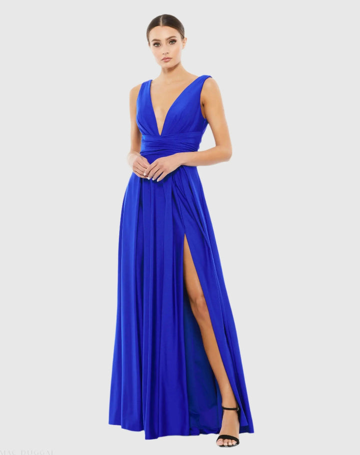 Mac Duggal 26578 Jersey Plunge Neck Evening Gown