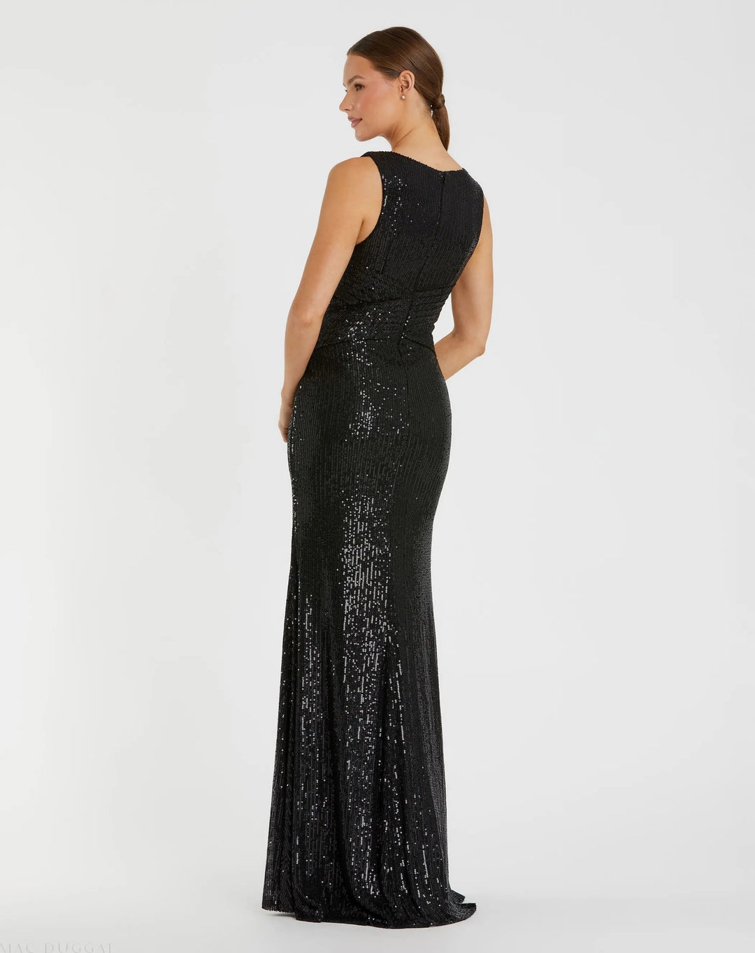 Mac Duggal 26598 V-Neck Sequin Wrap Waist Gown
