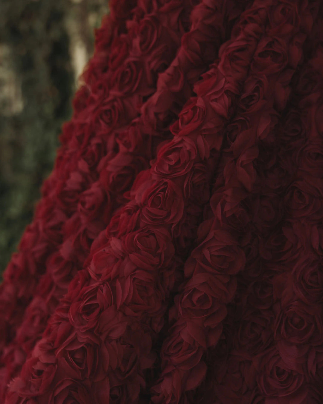 Red One Shoulder 3D Floral Rosette Midi Dress - FOSTANI.com