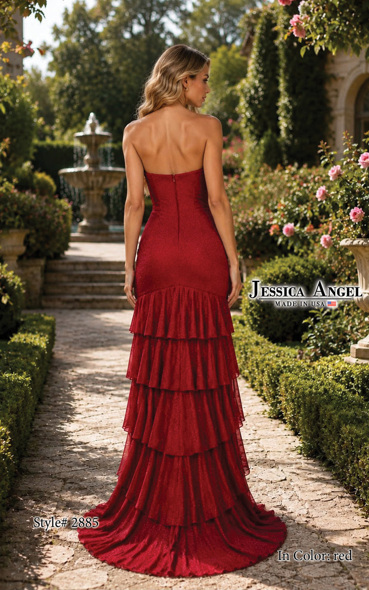 Jessica Angel 2885 tiered ruffle gown back view