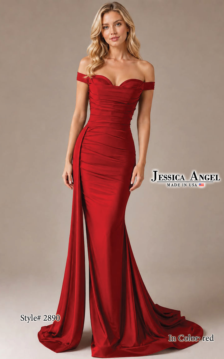 Jessica Angel 2890 side drape gown front view 4