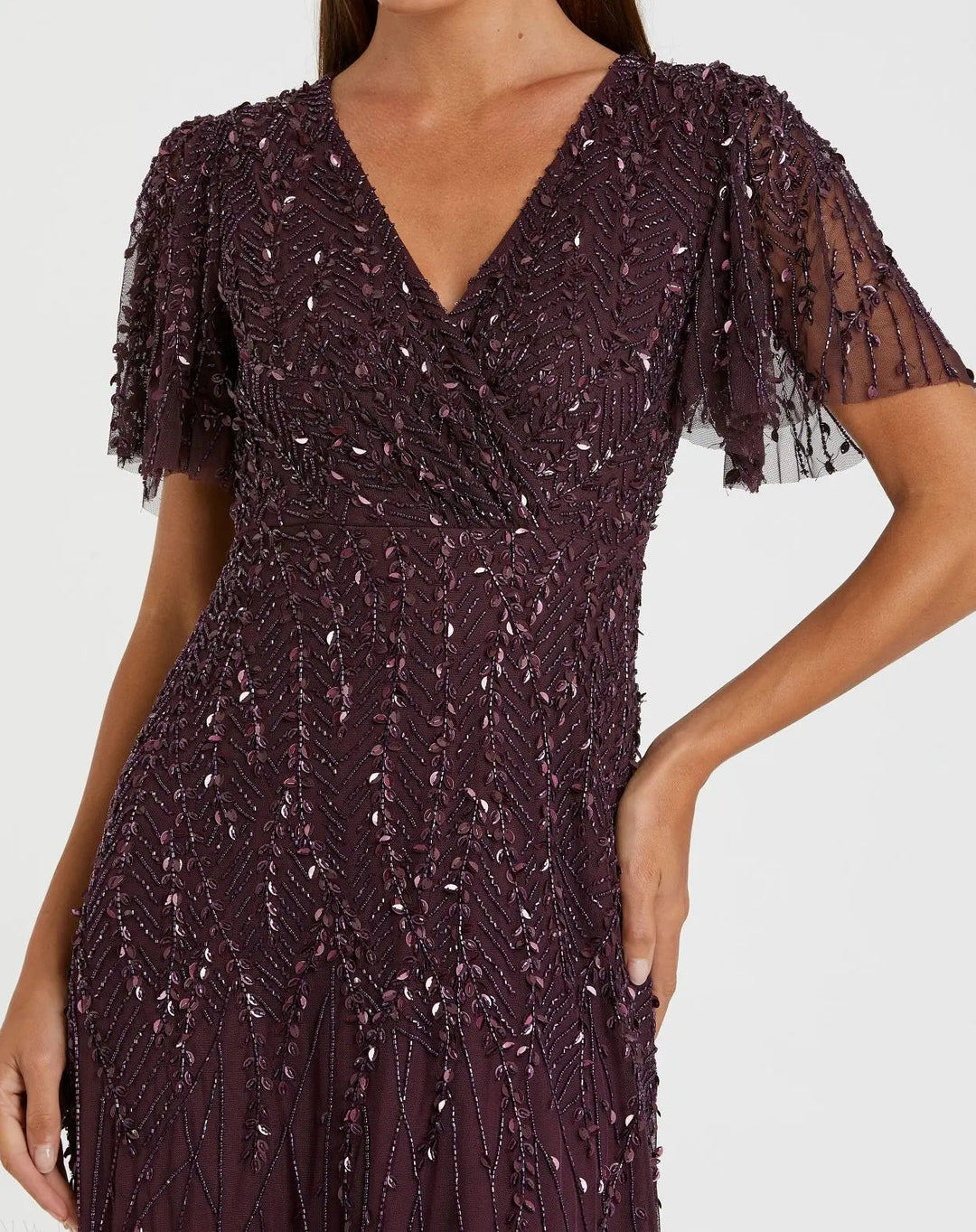 Mac Duggal 35109 Embellished Flutter Sleeve Gown