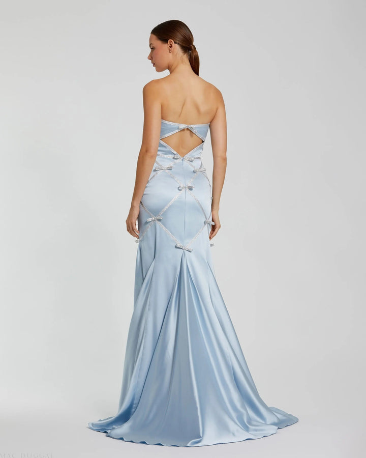 Mac Duggal 37000 Strapless Satin Trumpet Gown With Bow Details
