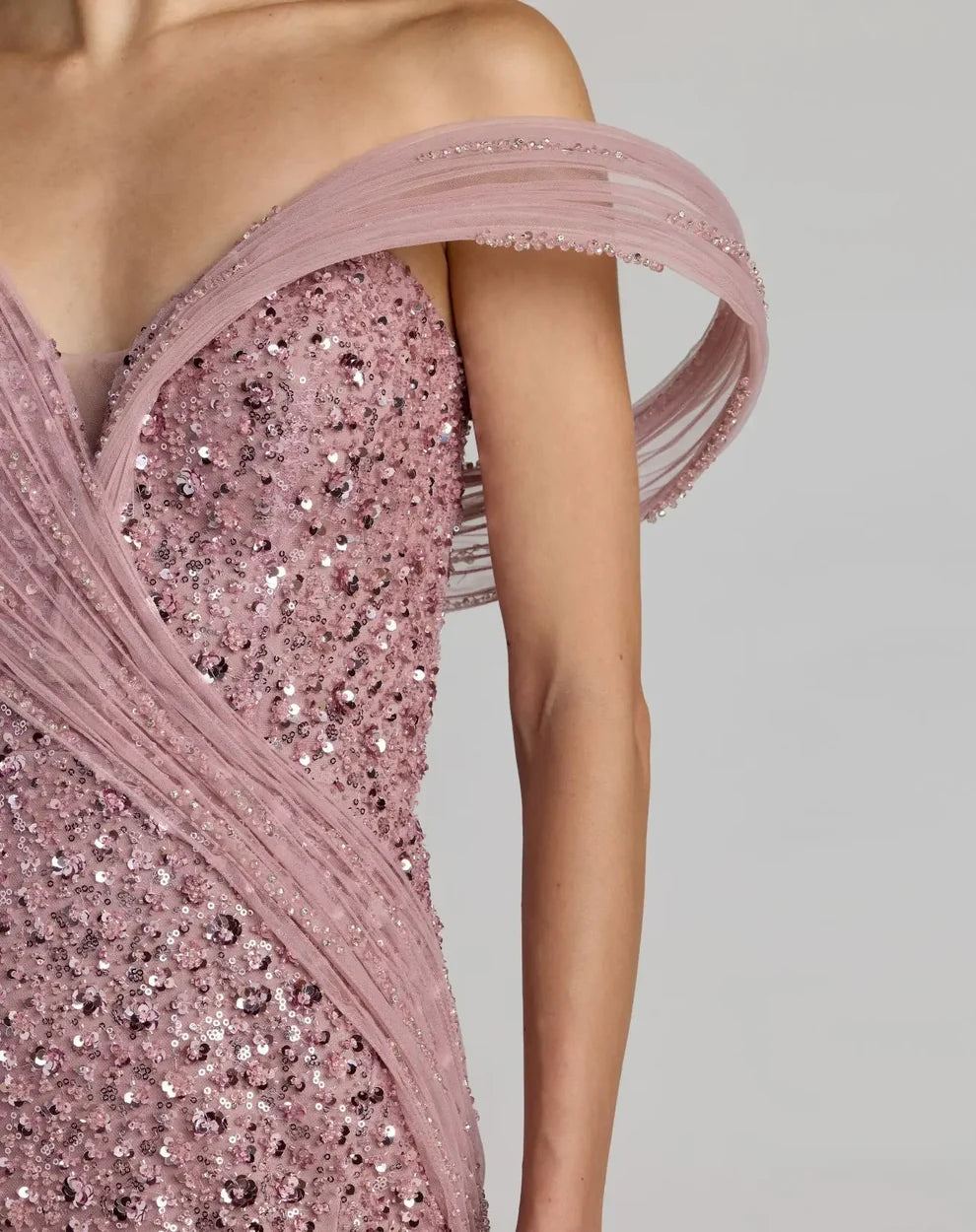 Mac Duggal 9937085P Petite Embellished Strapless Gown With Sculptural Drape