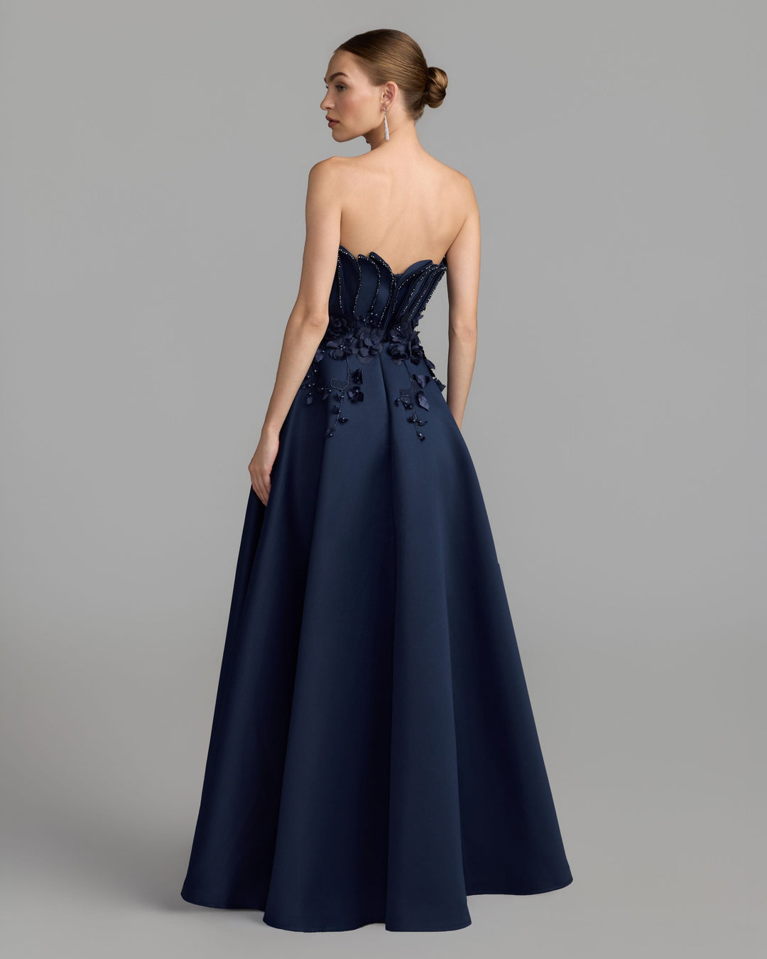 Mac Duggal 37134 Strapless Satin Floral Embellished Ball Gown