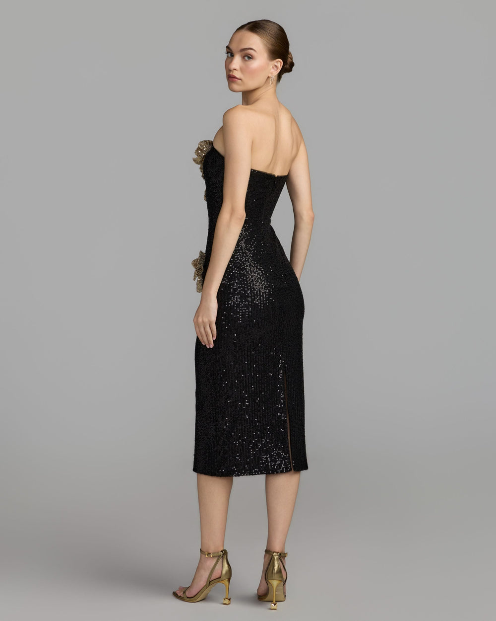 Mac Duggal 37158 3D Floral Sequin Midi Dress