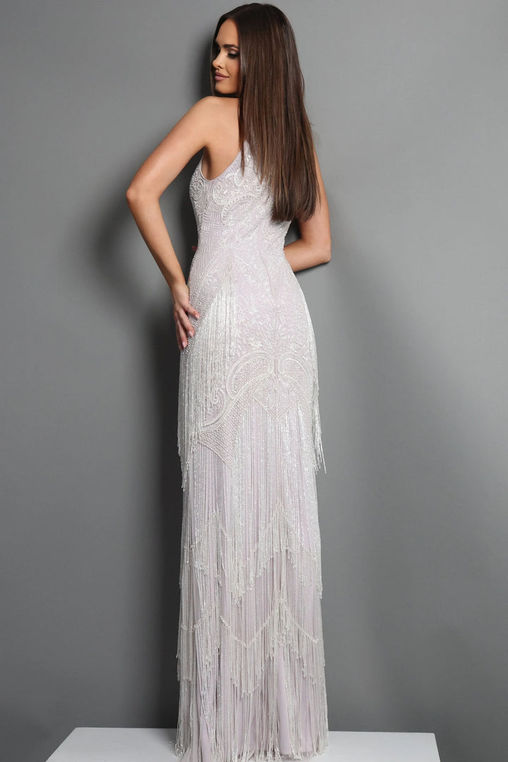 Jovani 44061 Halter Neck Art Deco Fringe Dress