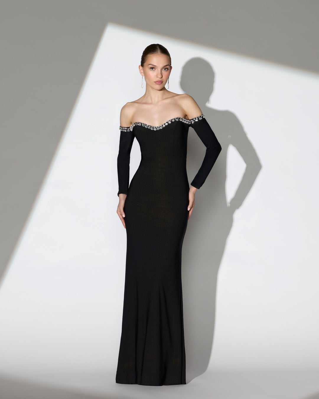 Mac Duggal 44159 Long Sleeve Off the Shoulder Mermaid Gown