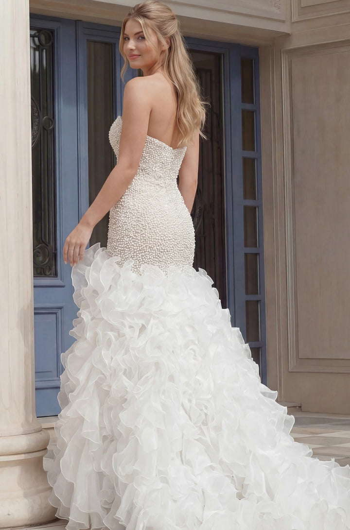 Jovani 45339 Pearl Beaded Strapless Mermaid Bridal dress