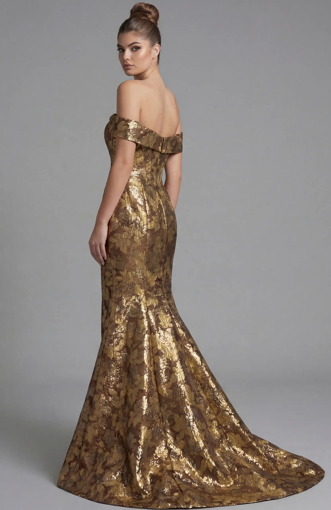 Jovani 47052 off-shoulder sweetheart trumpet gown with peplum waist view 5