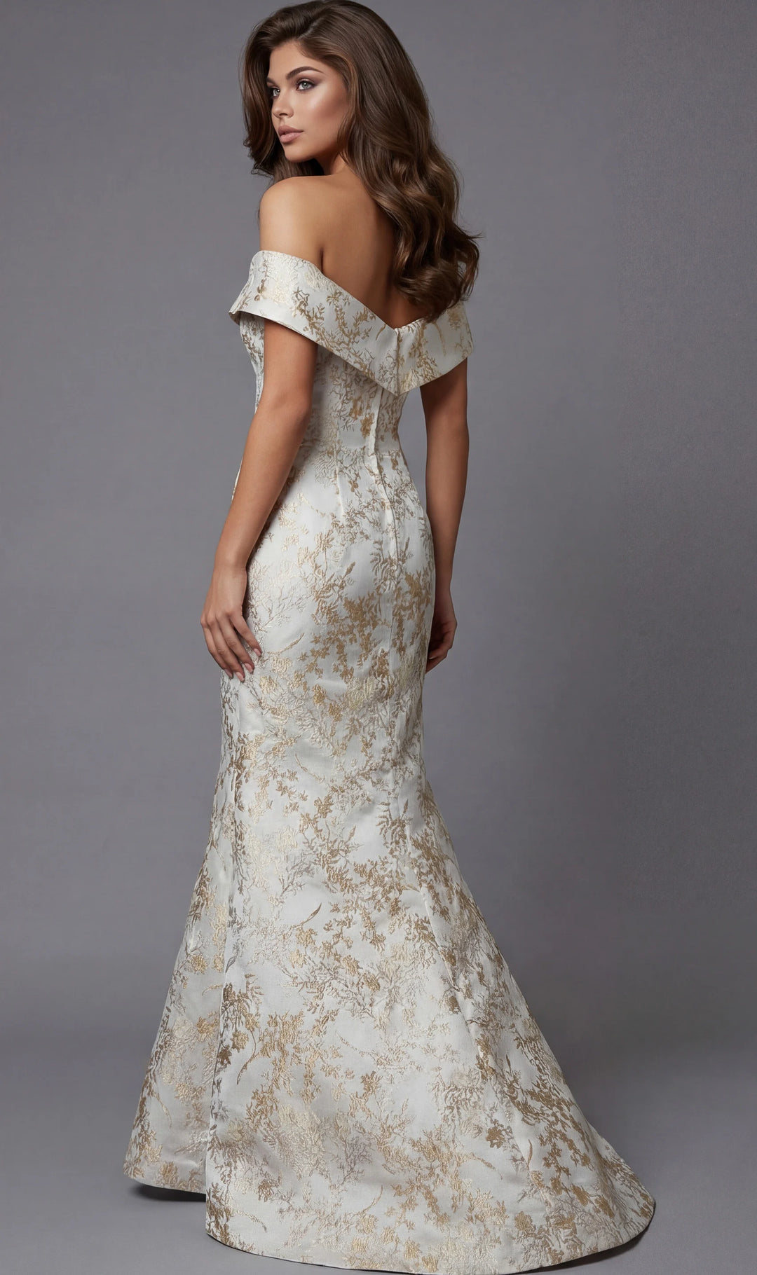 Jovani 47392 Off Shoulder Gown With Sculpted Bodice And Draped Detail
