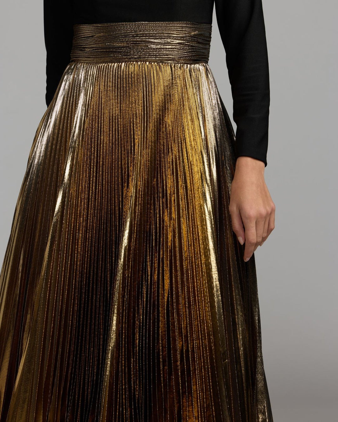 Mac Duggal 50213 Long Sleeve Pleated Midi Dress