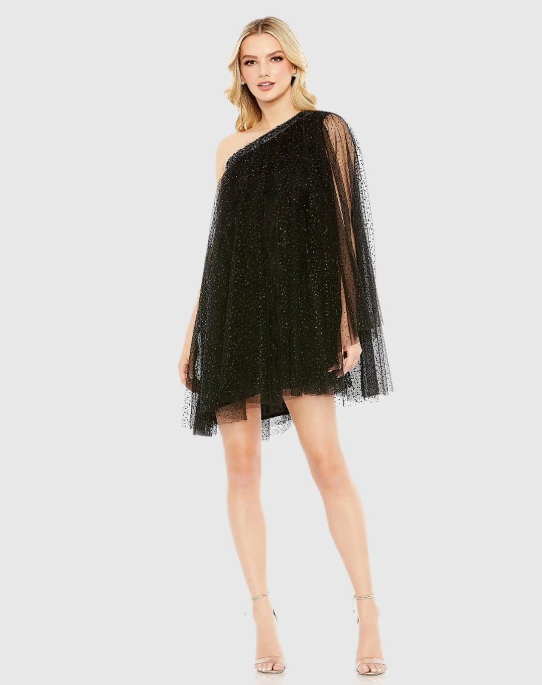 Mac Duggal 50689 One Shoulder Embellished Tulle Mini Dress