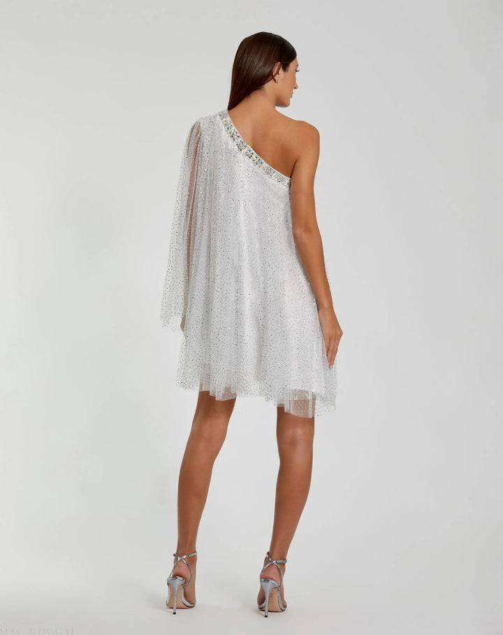 Mac Duggal 50689 One Shoulder Embellished Tulle Mini Dress