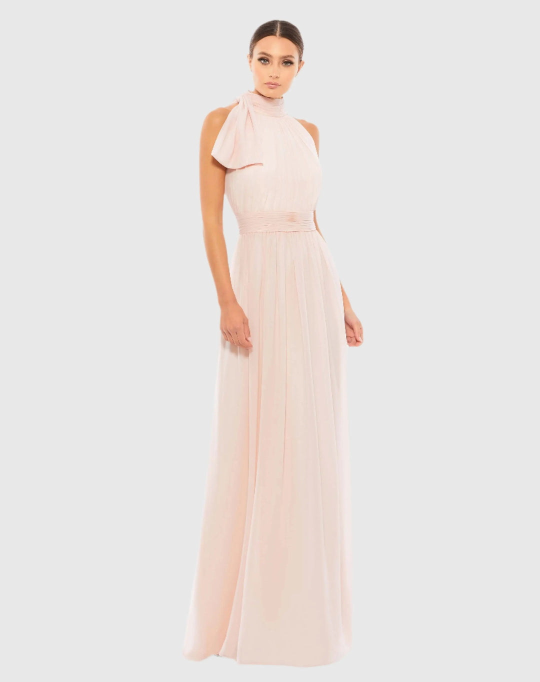 Pink High Neck Chiffon Gown - FOSTANI.com