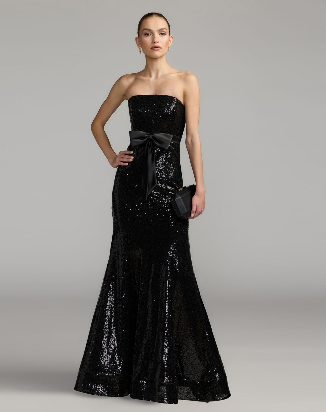 Mac Duggal 56288 Strapless Sequin Trumpet Gown With Bow Detail