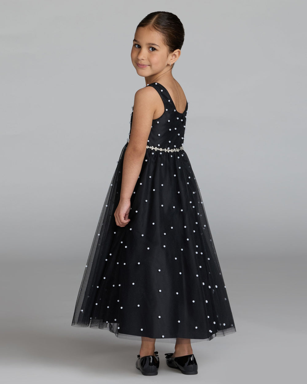Mac Duggal 56542 Girls Pearl Tulle Maxi Dress
