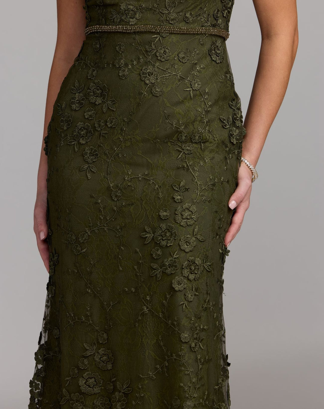 Mac Duggal 67711 Floral Applique Boat Neck Short Sleeve Gown