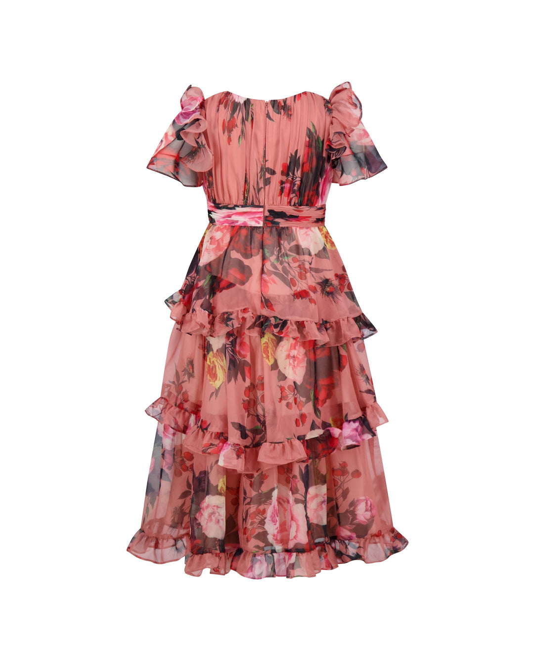 Mac Duggal 68664 Girls Floral Chiffon Tiered Ruffle Dress