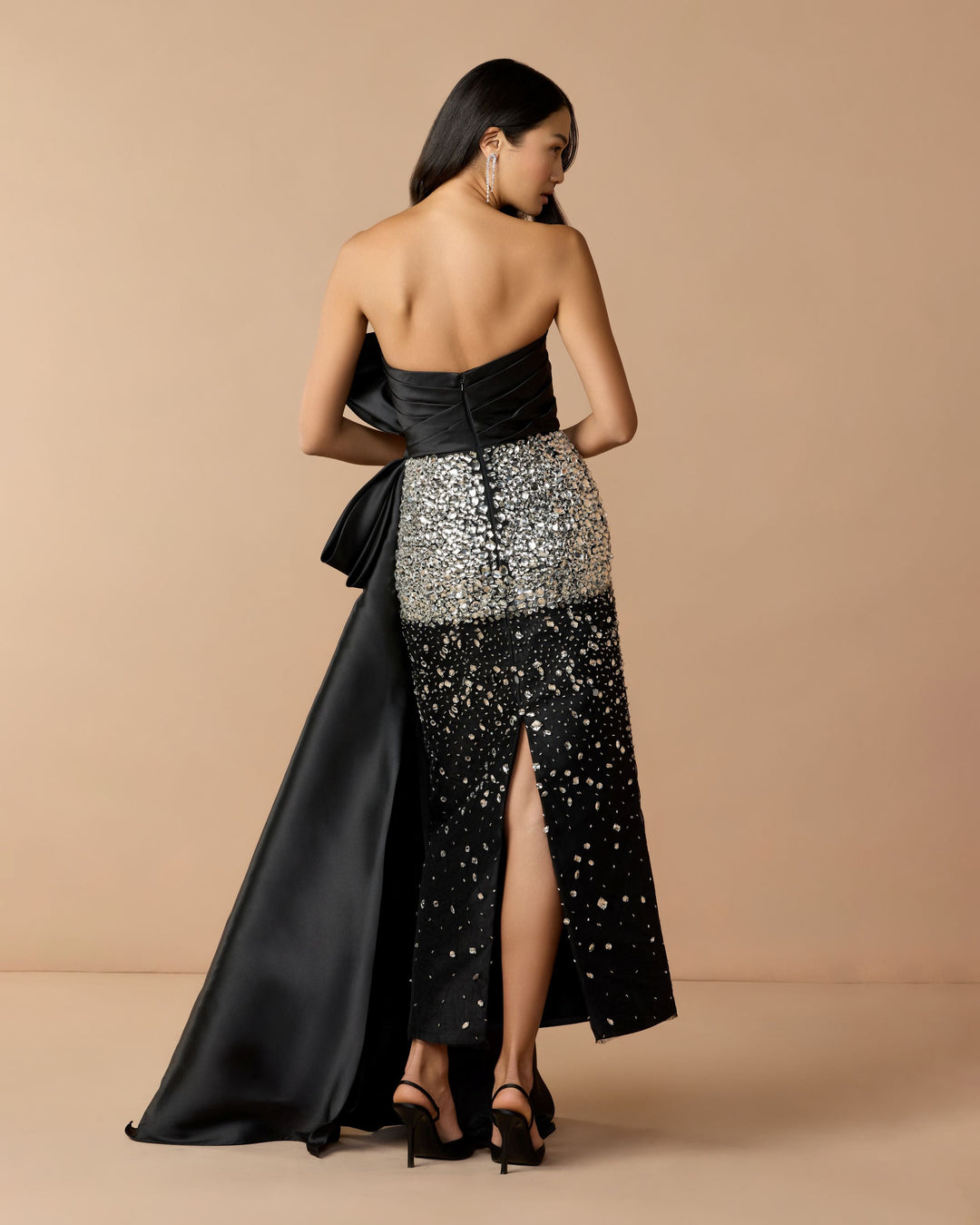 Mac Duggal 77105 Strapless Crystal Embellished Satin Dress With Bow