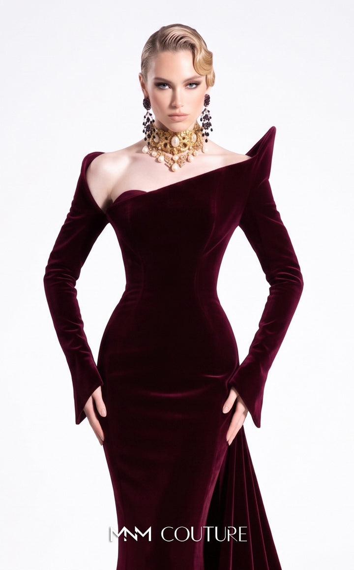 Fouad Sarkis F02910B evening gown, front view