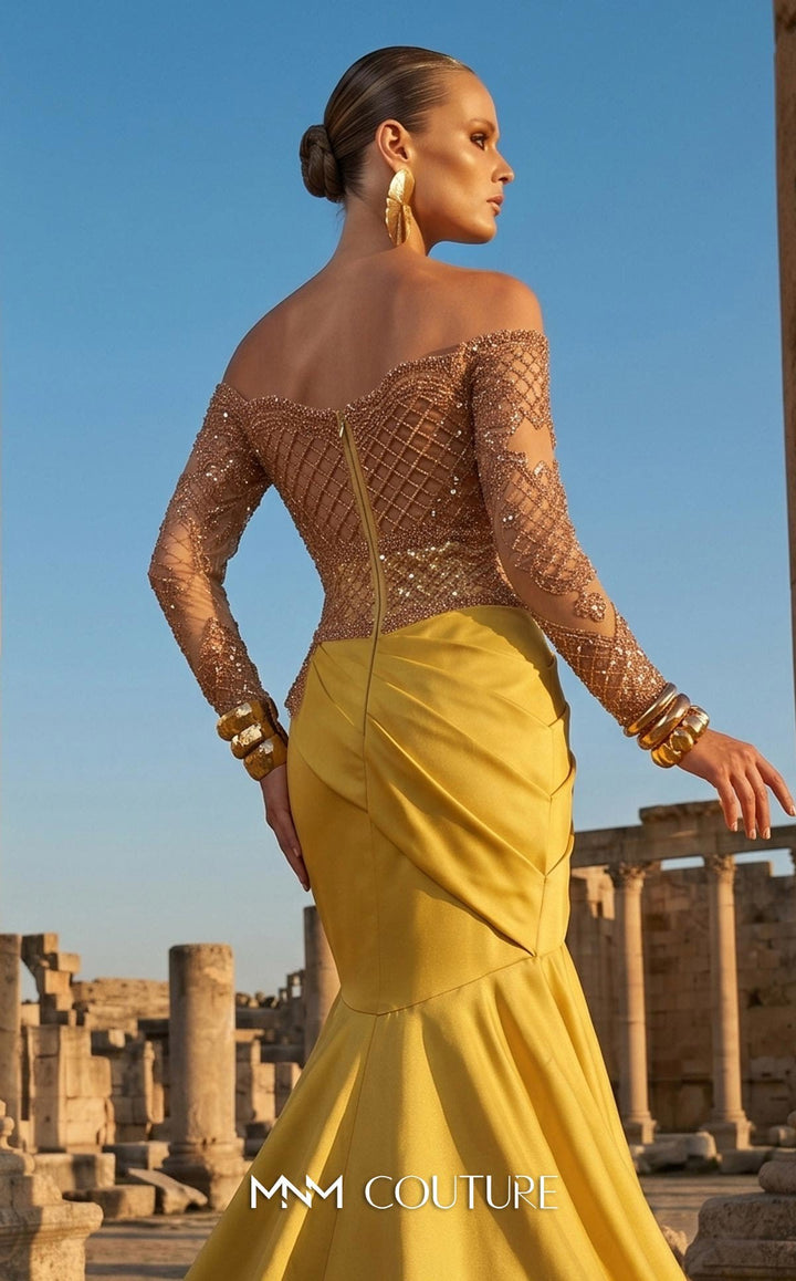 Fouad Sarkis F02957 Illusion Sleeveless Corseted Couture Dress