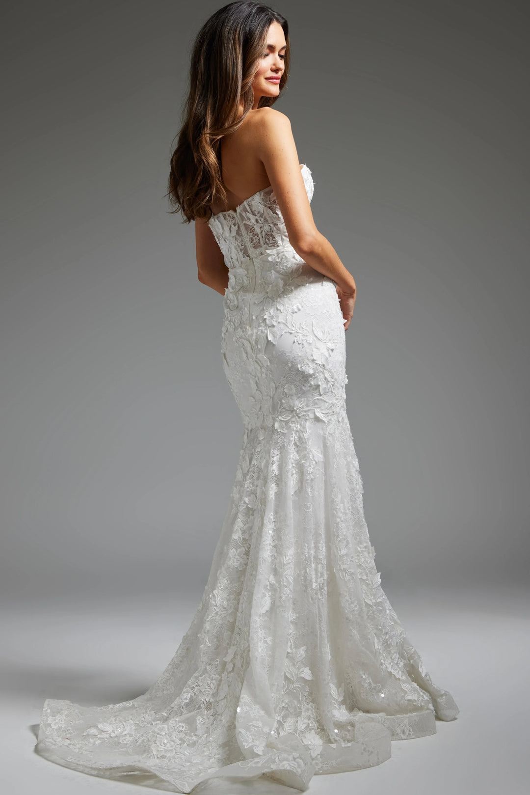 Jovani JB02836 Strapless Embroidered Bridal Dress