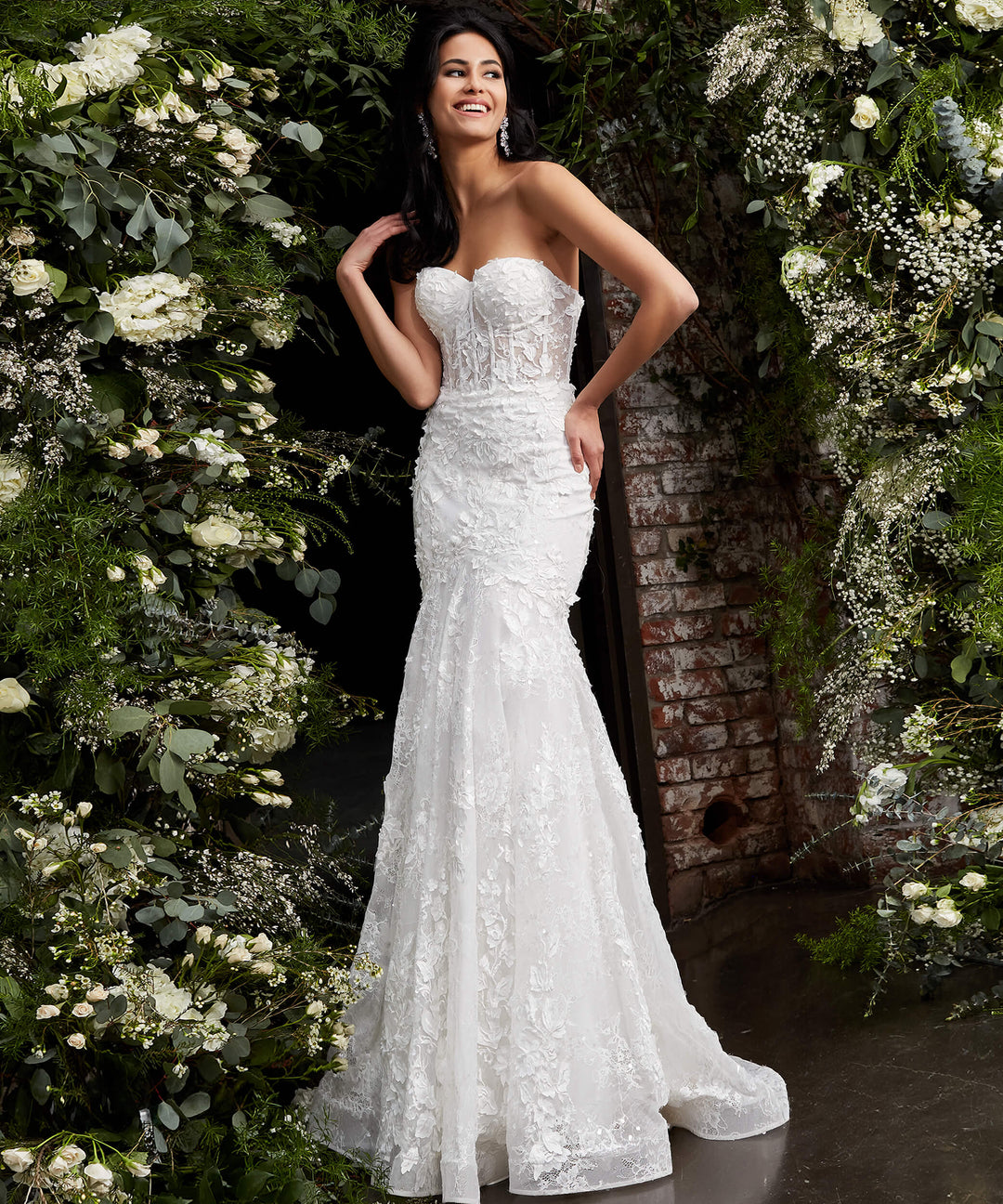 Jovani JB02836 Strapless Embroidered Bridal Dress