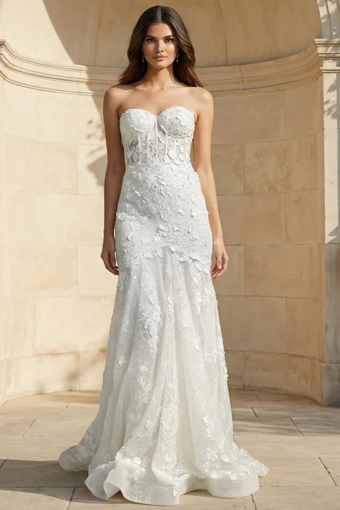 Jovani JB02836 Strapless Embroidered Bridal Dress